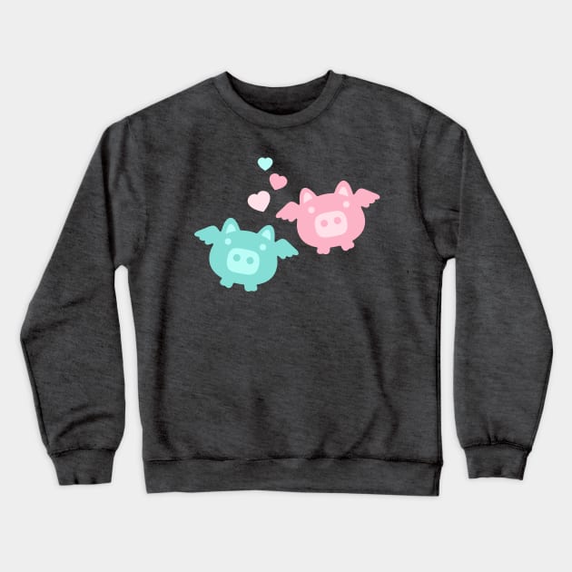 Pastel Flying Pigs in Love Crewneck Sweatshirt by XOOXOO